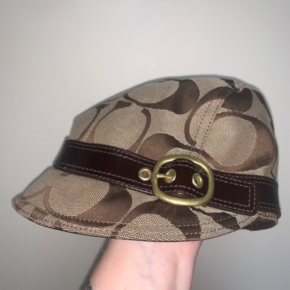 Coach Vintage Rare Signature Canvas Jockey Hat S - Picture 1 of 9